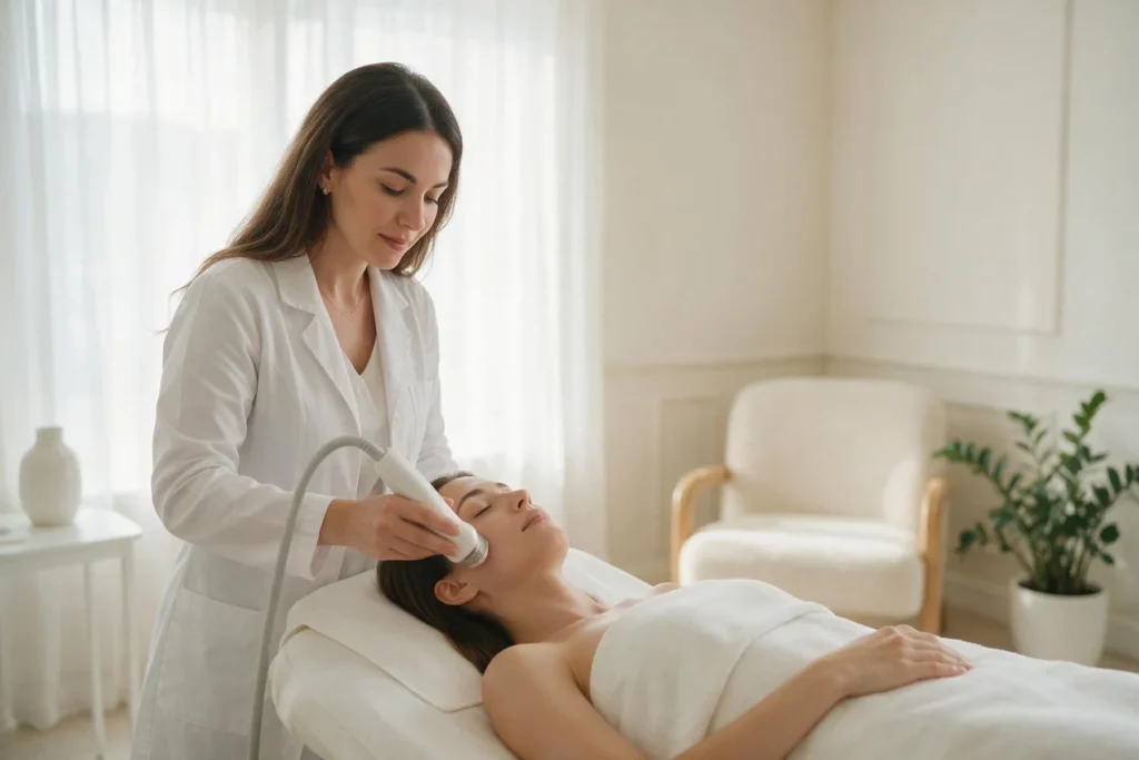 Facials McAllen TX: How to Actually Choose the Right One 3 Beautique Medical Spa Esthetician performing a facial treatment on a patient at a medical spa in McAllen TX